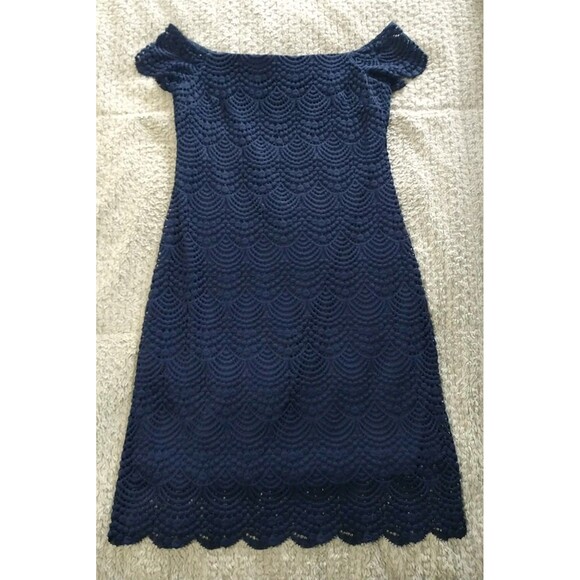 Lilly Pulitzer Crocheted Off The Shoulder Dress Blue Size Small Boho Cottage... - Picture 2 of 11